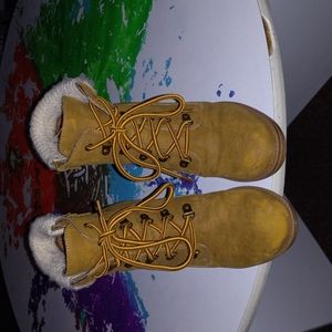 Espirt ankel heeld boots tan lace up and zip up size 8